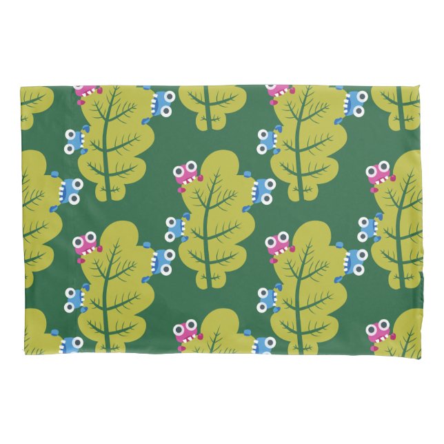 Cute Green Leaves Pattern Pillowcase (Front)