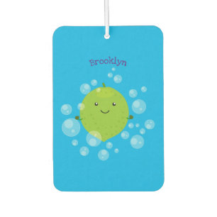 Cute green lime bubbles cartoon illustration  air freshener