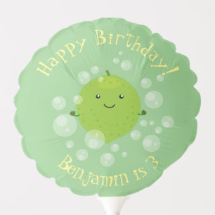 Cute green lime bubbles cartoon illustration balloon