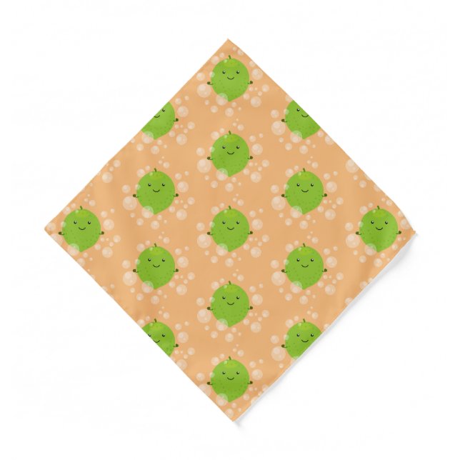 Cute green lime bubbles cartoon illustration  bandana (Front)