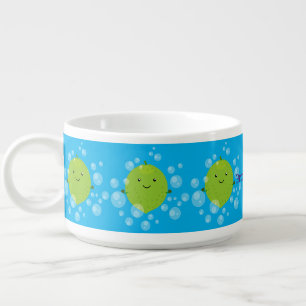 Cute green lime bubbles cartoon illustration bowl
