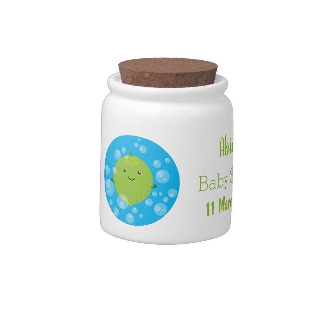 Cute green lime bubbles cartoon illustration candy jar (Left)