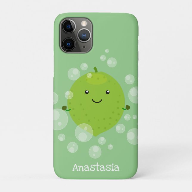 Cute green lime bubbles cartoon illustration Case-Mate iPhone case (Back)