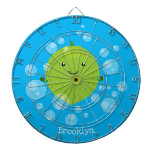 Cute green lime bubbles cartoon illustration dart board