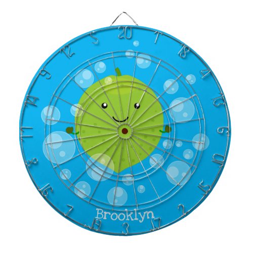 Cute green lime bubbles cartoon illustration dart board