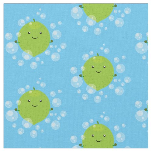 Cute green lime bubbles cartoon illustration fabric