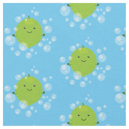 Cute green lime bubbles cartoon illustration fabric
