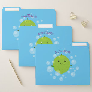 Cute green lime bubbles cartoon illustration file folder
