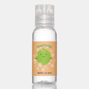 Cute green lime bubbles cartoon illustration hand sanitizer