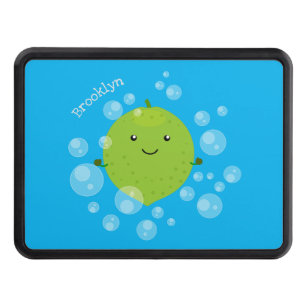 Cute green lime bubbles cartoon illustration hitch cover