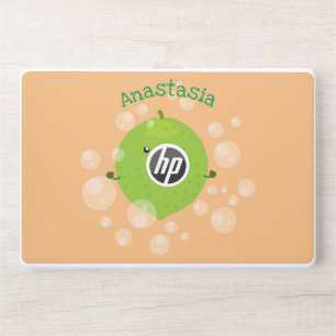 Cute green lime bubbles cartoon illustration HP laptop skin