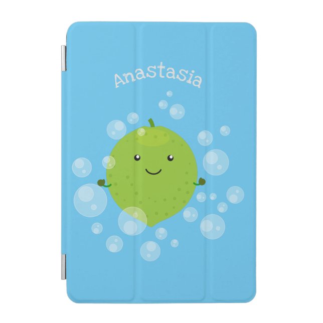 Cute green lime bubbles cartoon illustration iPad mini cover (Front)