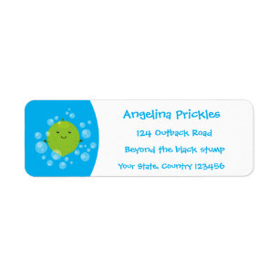 Cute green lime bubbles cartoon illustration label