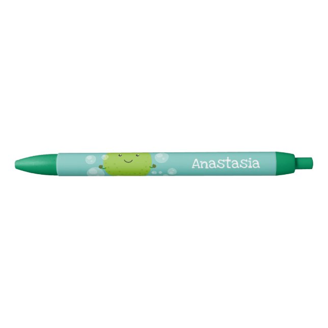 Cute green lime bubbles cartoon illustration pen (Front)