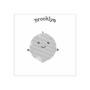 Cute green lime bubbles cartoon illustration rubber stamp