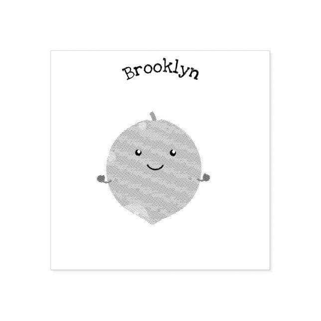 Cute green lime bubbles cartoon illustration rubber stamp (Imprint)