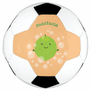 Cute green lime bubbles cartoon illustration soccer ball
