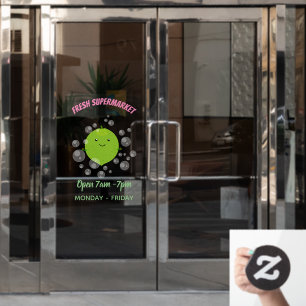 Cute green lime bubbles cartoon illustration window cling
