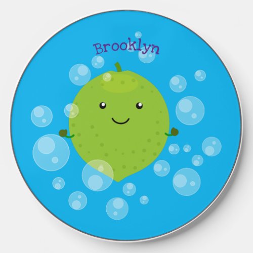 Cute green lime bubbles cartoon illustration wireless charger 