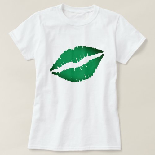 Cute Green Lips Kiss Me Im Irish St Patrick Day T_Shirt