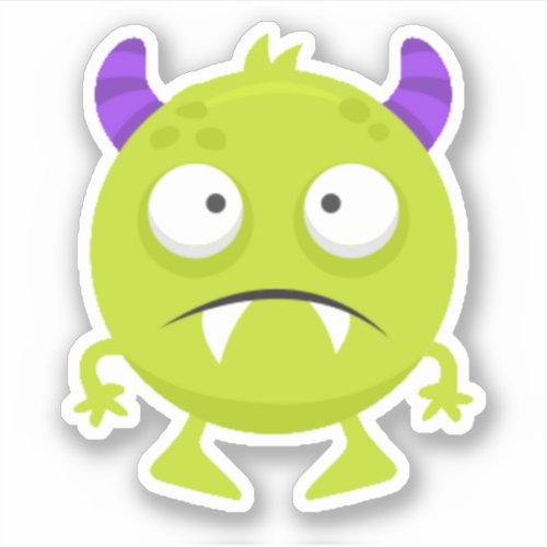 Cute Green Little Monster Halloween Sticker