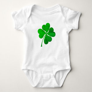 Cute Green Lucky 4 leaves Clover St. Patrick's Day Baby Bodysuit