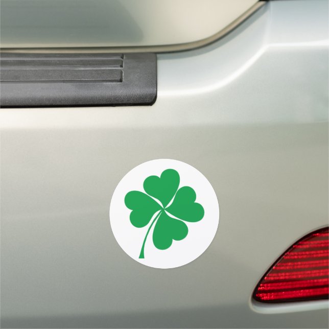 Cute Green Lucky 4 leaves heart Clover shamrock Car Magnet (In Situ)