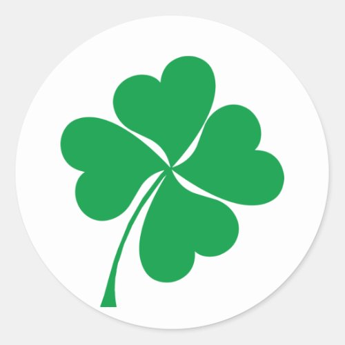 Cute Green Lucky 4 leaves heart Clover shamrock Classic Round Sticker