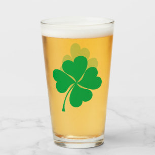 Cute Green Lucky 4 leaves heart Clover shamrock Glass