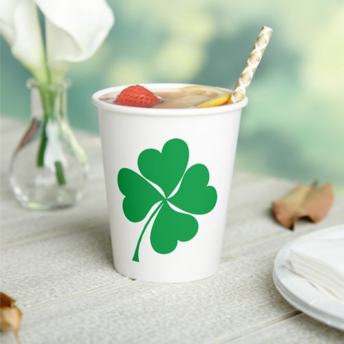 Cute Green Lucky 4 leaves heart Clover shamrock Paper Cups