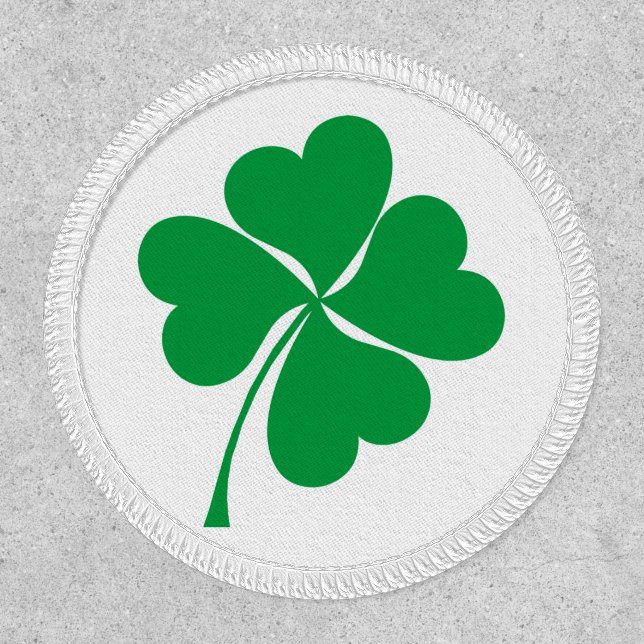 Cute Green Lucky 4 leaves heart Clover shamrock Patch (Front)