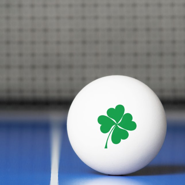 Cute Green Lucky 4 leaves heart Clover shamrock Ping Pong Ball (Net)