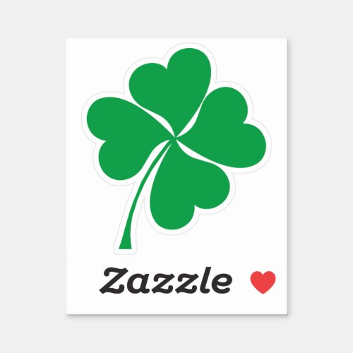 Cute Green Lucky 4 leaves heart Clover shamrock Sticker