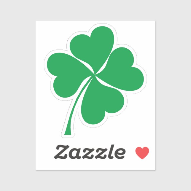 Cute Green Lucky 4 leaves heart Clover shamrock Sticker (Sheet)