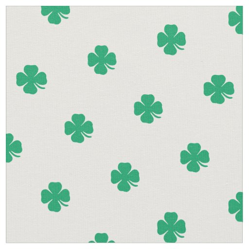 Cute Green Lucky Clover White Dots Pattern Fabric