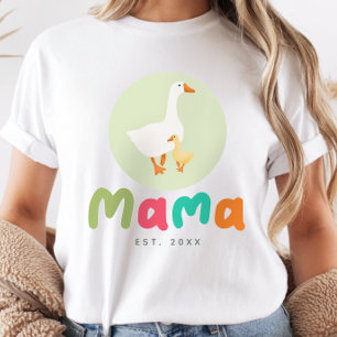Cute Green Mama Goose Neutral Baby Shower T-Shirt