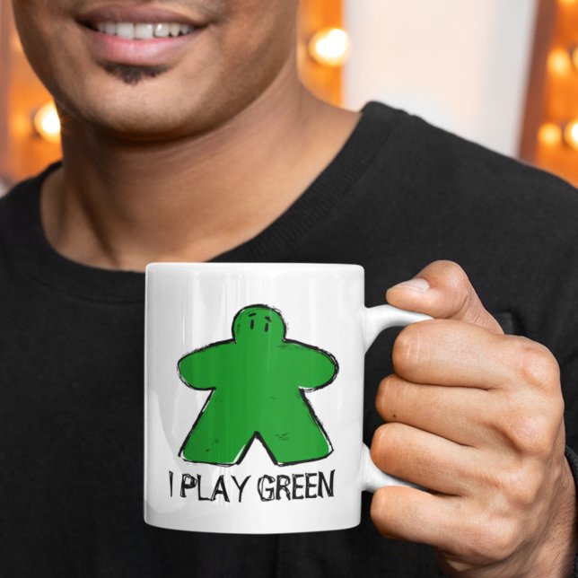 Cute Green Meeple Drawing Board Game Cup Mug (Creator Uploaded)