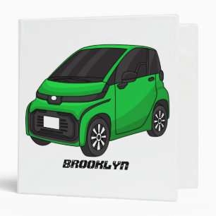 Cute green micro sized car 3 ring binder