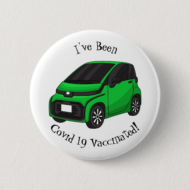 Cute green micro sized car  button (Front)