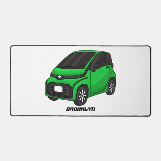 Cute green micro sized car  desk mat (Front)