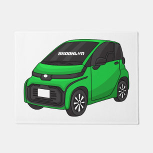 Cute green micro sized car doormat