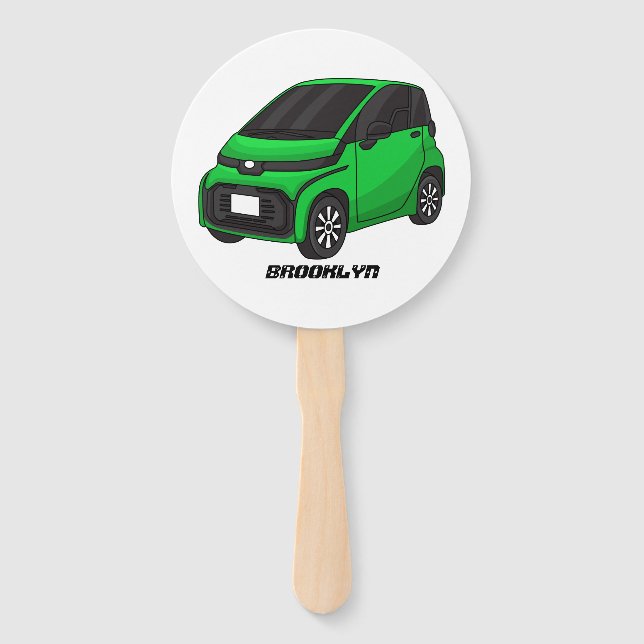 Cute green micro sized car hand fan (Front)