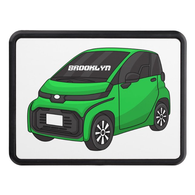 Cute green micro sized car  hitch cover (Front)