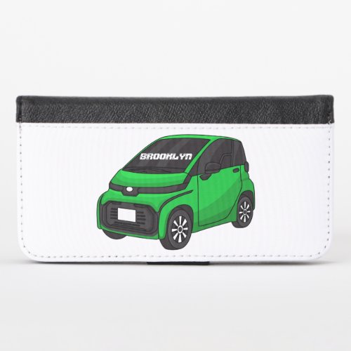 Cute green micro sized car iPhone x wallet case