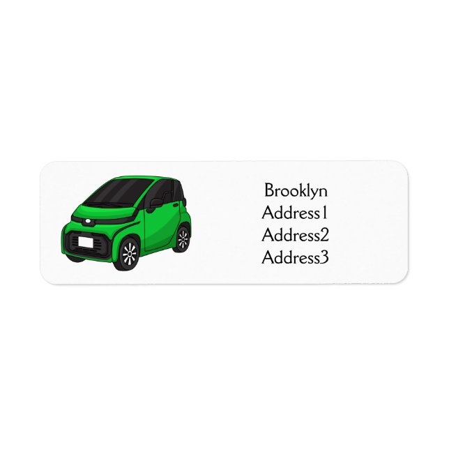 Cute green micro sized car  label (Front)