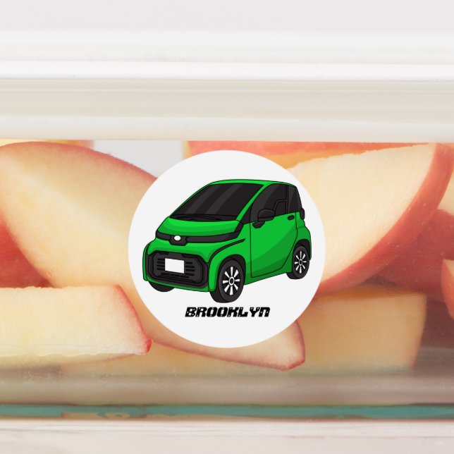 Cute green micro sized car labels (Affixed)