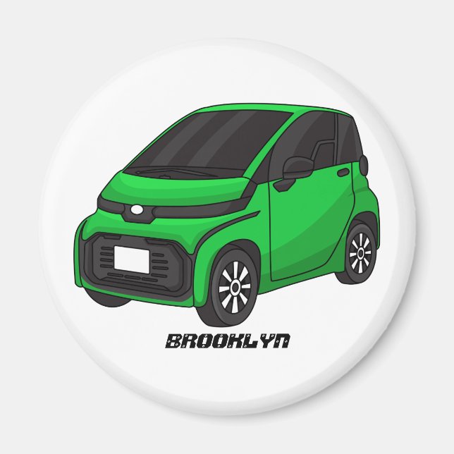Cute green micro sized car magnet (Front)