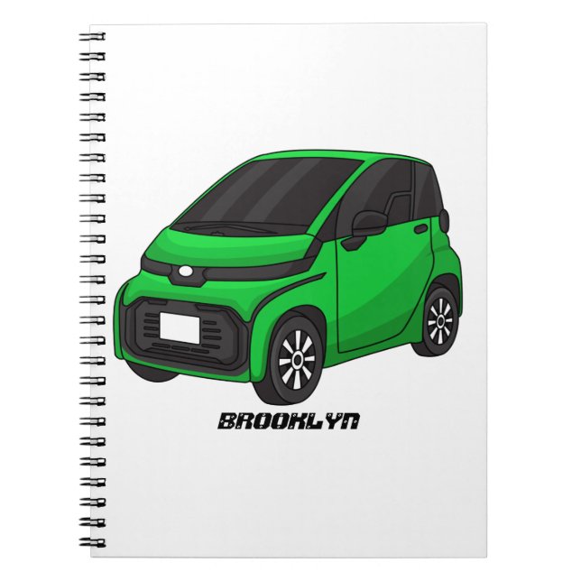 Cute green micro sized car notebook (Front)