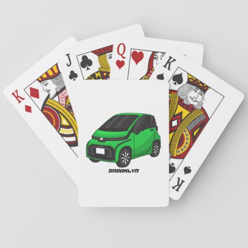 Cute green micro sized car  playing cards