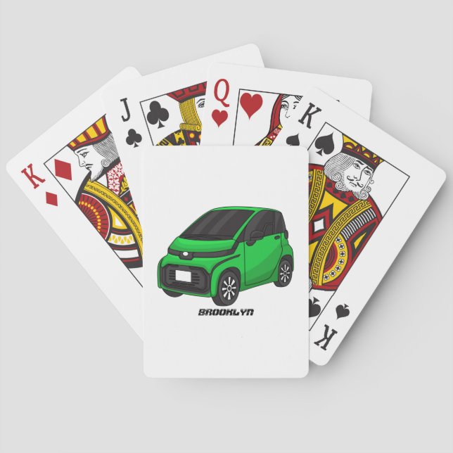 Cute green micro sized car  poker cards (Back)